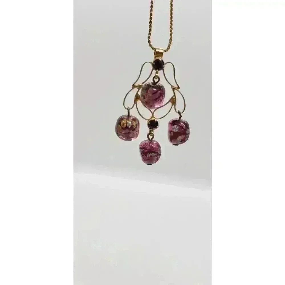 Vintage MCM Japanese Tombo Millefiori Art Glass Bead Necklace 14k Gold Plate - Picture 10 of 10